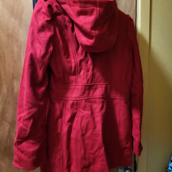 PEA COAT W/HOOD WOMENS GUESS BRAND NEW W/TAGS RED MEDIUM - Picture 4 of 7